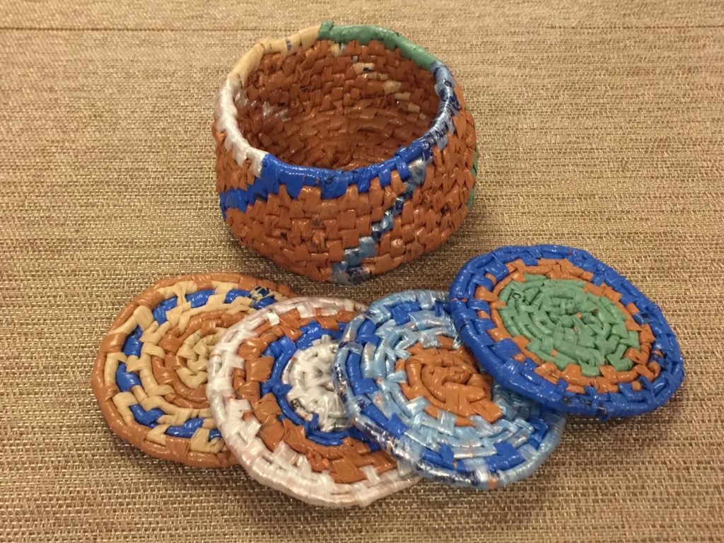 Coasters and basket