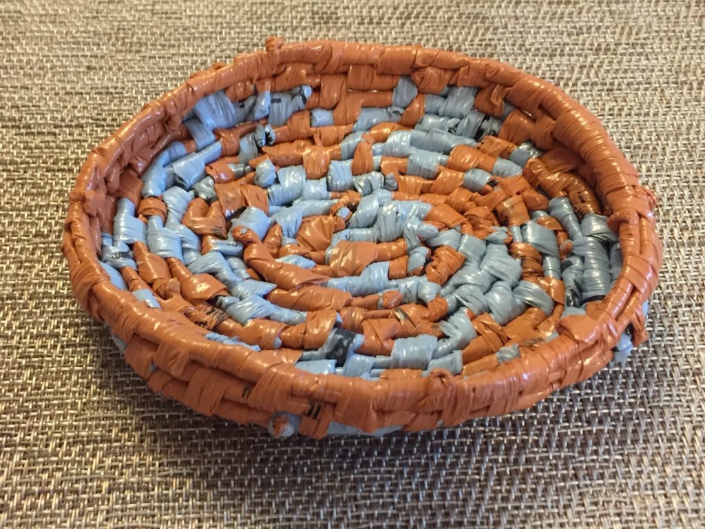 soap dish in terra cotta and blue