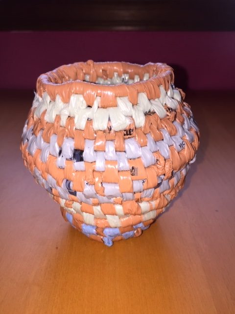 completed basket with sloped sides