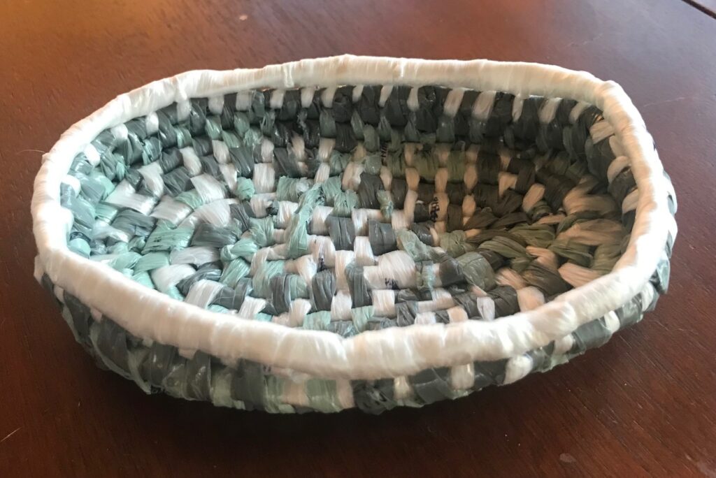 Soap dish in grey, green and white